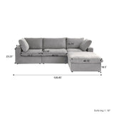 Classic Modular 3-Seater Sectional in Gray