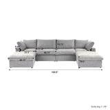 Classic Modular 4-Seater U-Sectional in Gray