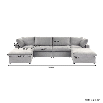 Classic Modular 4-Seater U-Sectional in Gray — Nationwide
