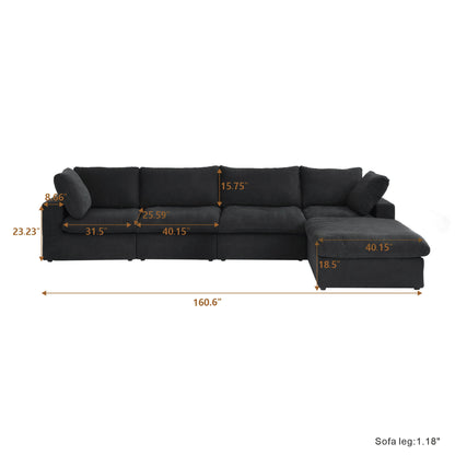 Classic Modular 4-Seater Sectional in Black