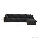 Classic Modular 4-Seater Sectional in Black