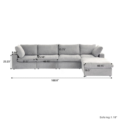 Classic Modular 4-Seater Sectional in Gray
