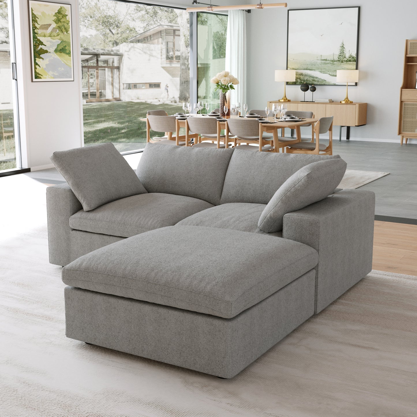 Classic Modular 2-Seater Sectional in Gray