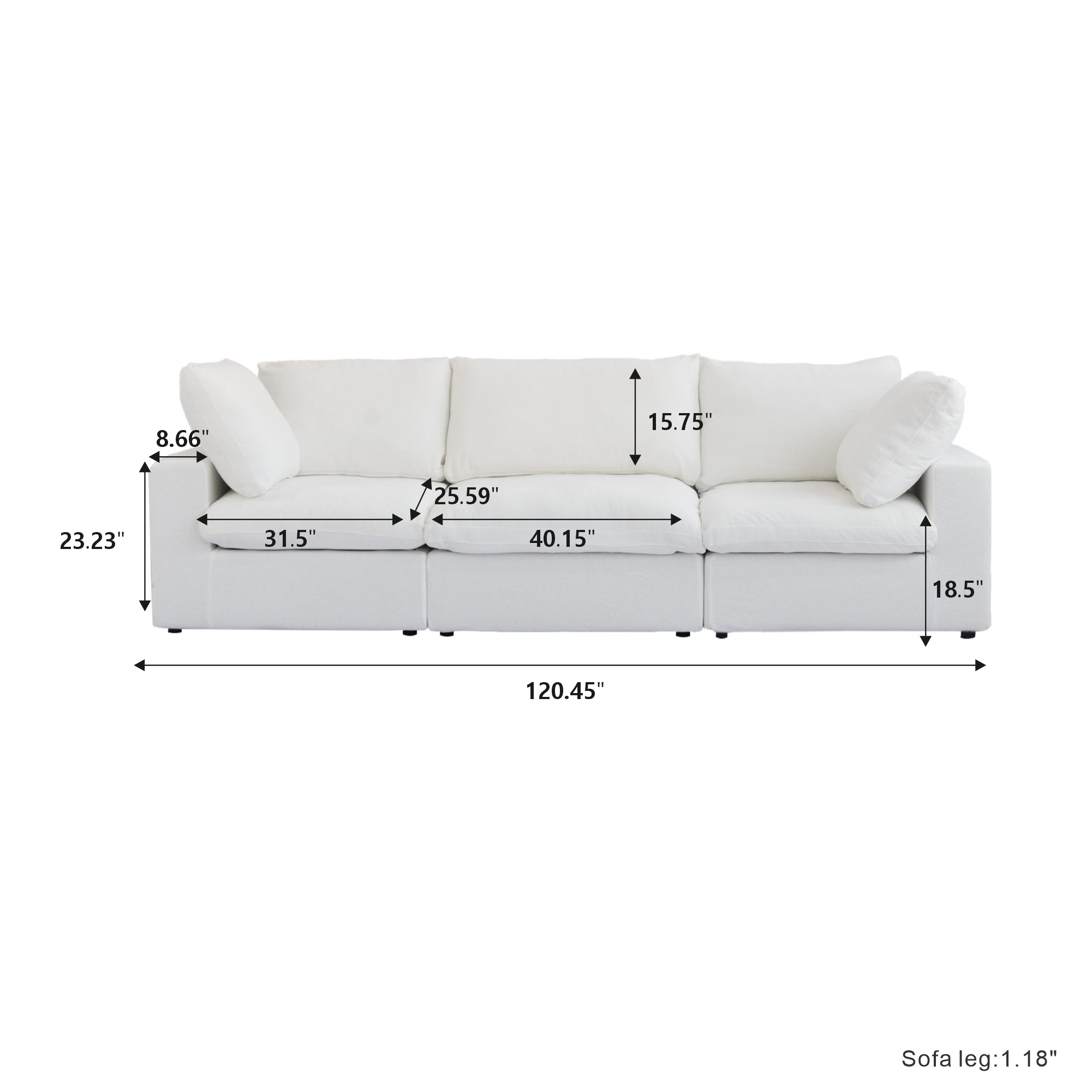 Classic Modular 3-Seater Sofa in White