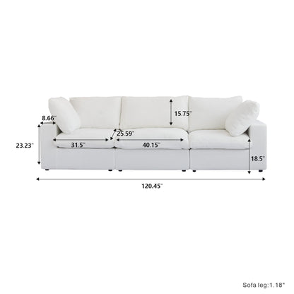 Classic Modular 3-Seater Sofa in White