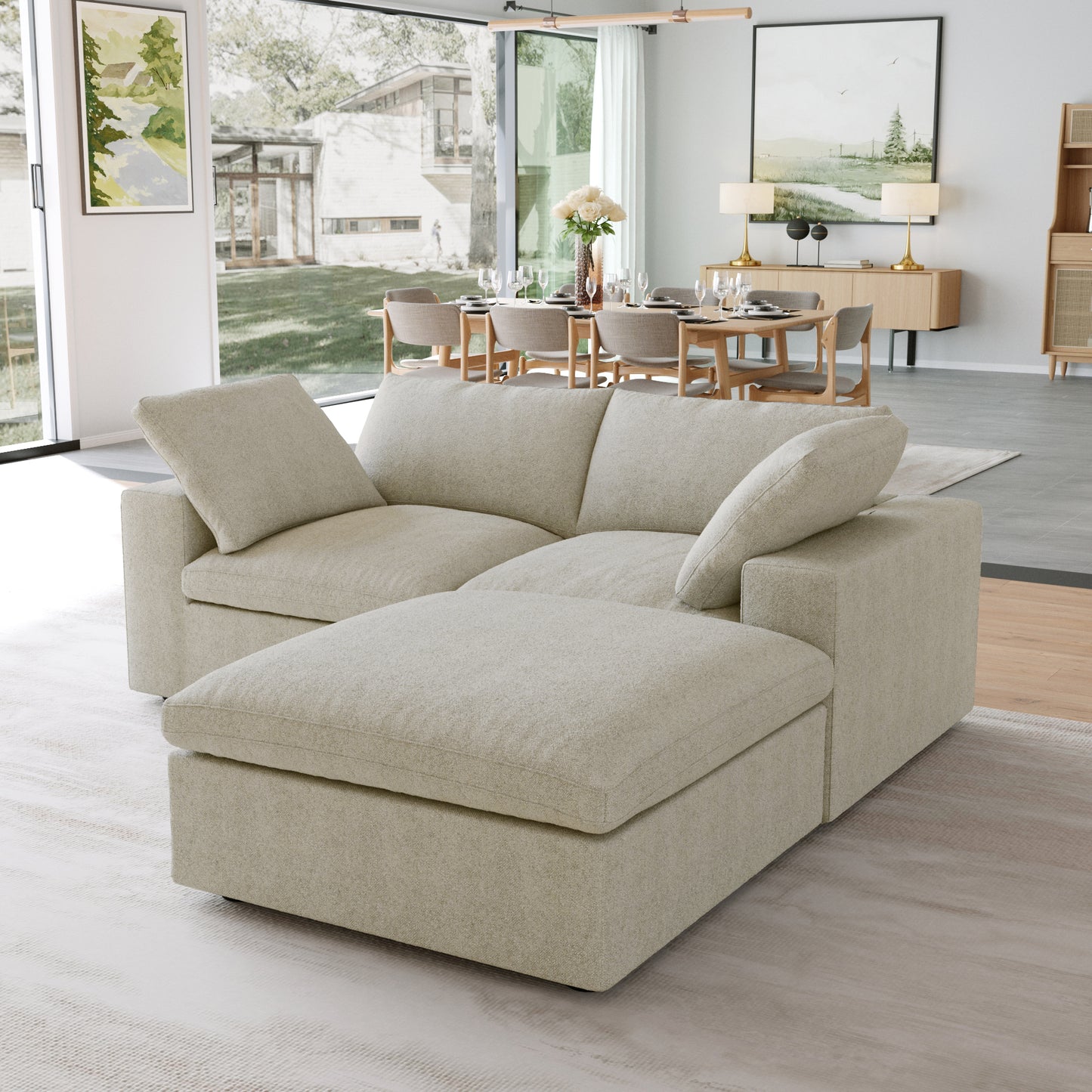 Classic Modular 2-Seater Sectional in Khaki