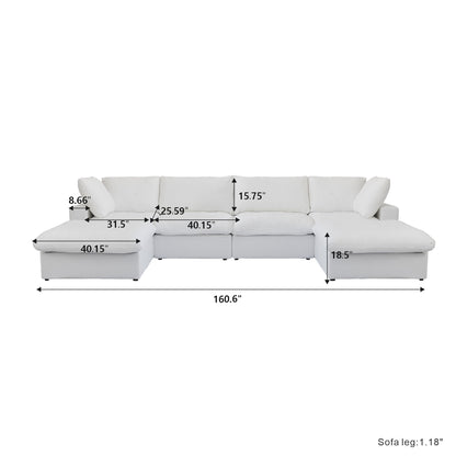 Classic Modular 4-Seater U-Sectional in White