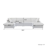 Classic Modular 4-Seater U-Sectional in White