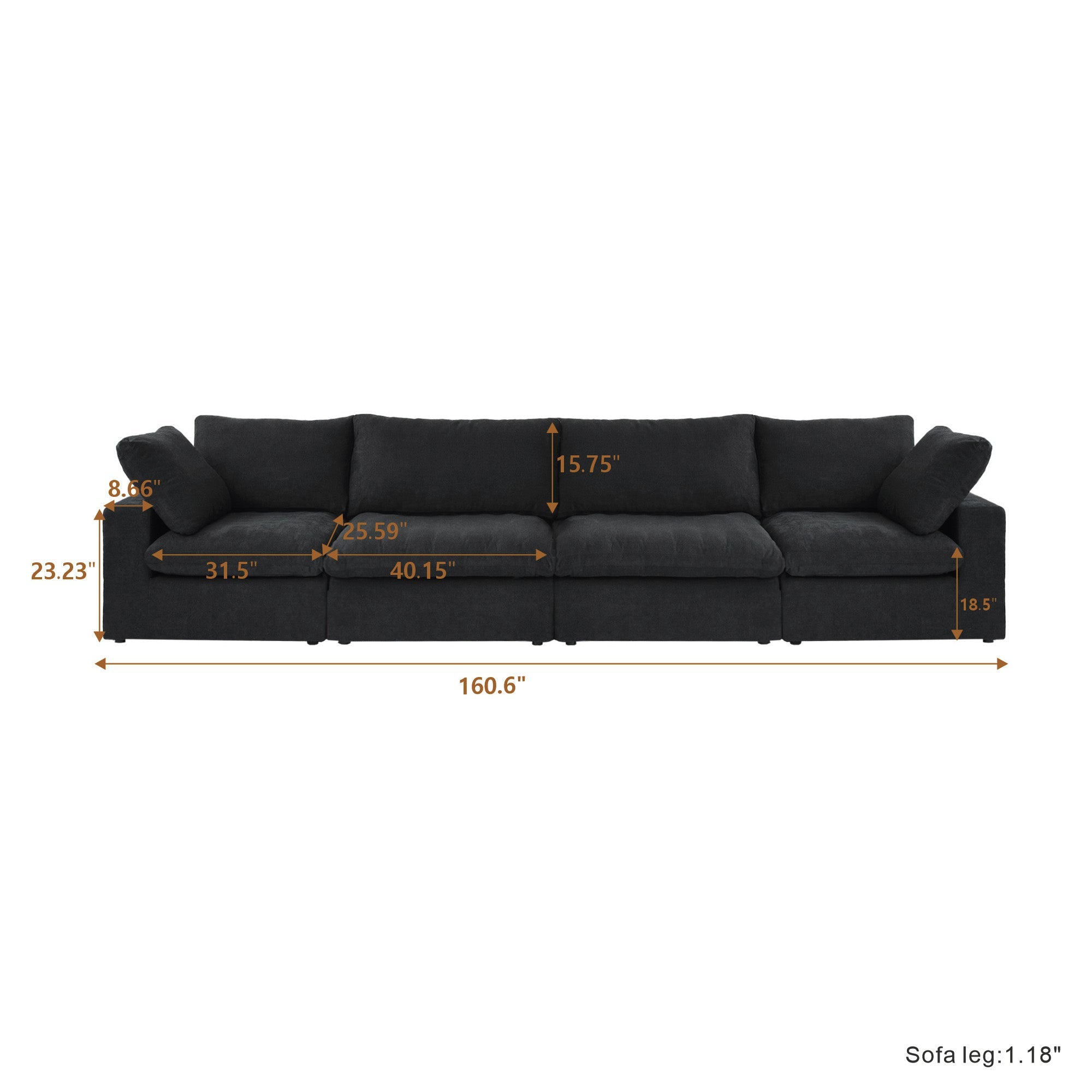 Classic Modular 4-Seater in Black