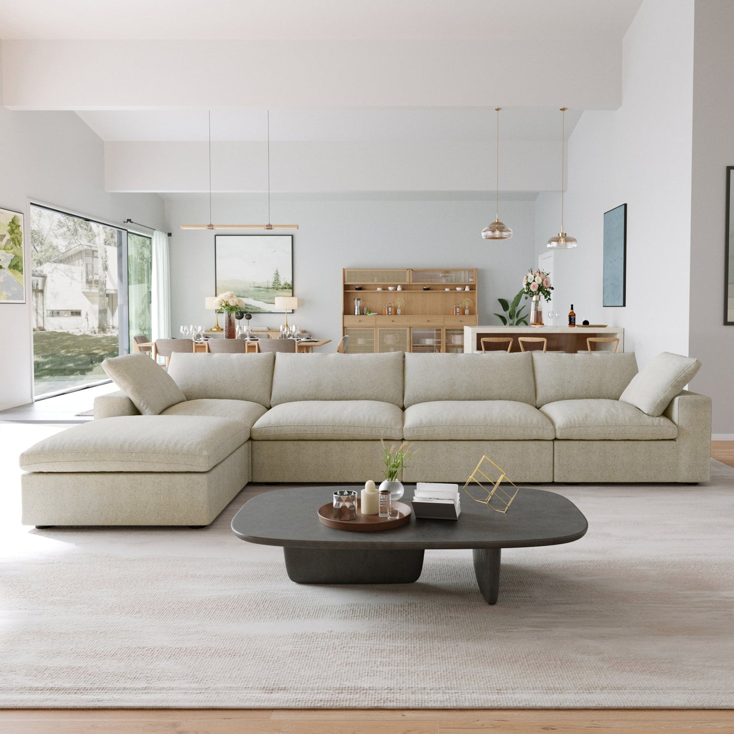 Classic Modular 4-Seater Sectional in Khaki — Nationwide