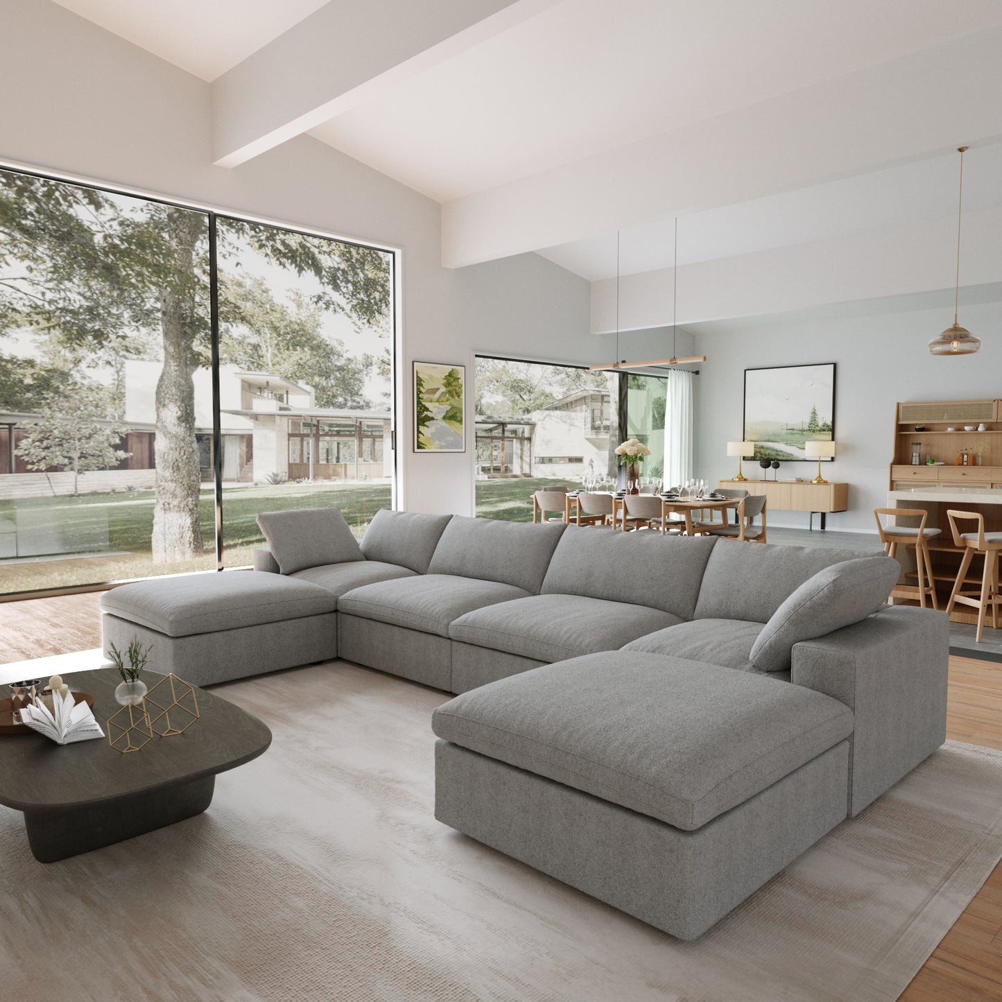 Classic Modular 4-Seater U-Sectional in Gray