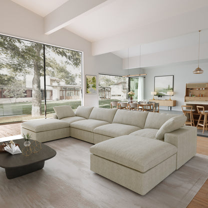 Classic Modular 4-Seater U-Sectional in Khaki