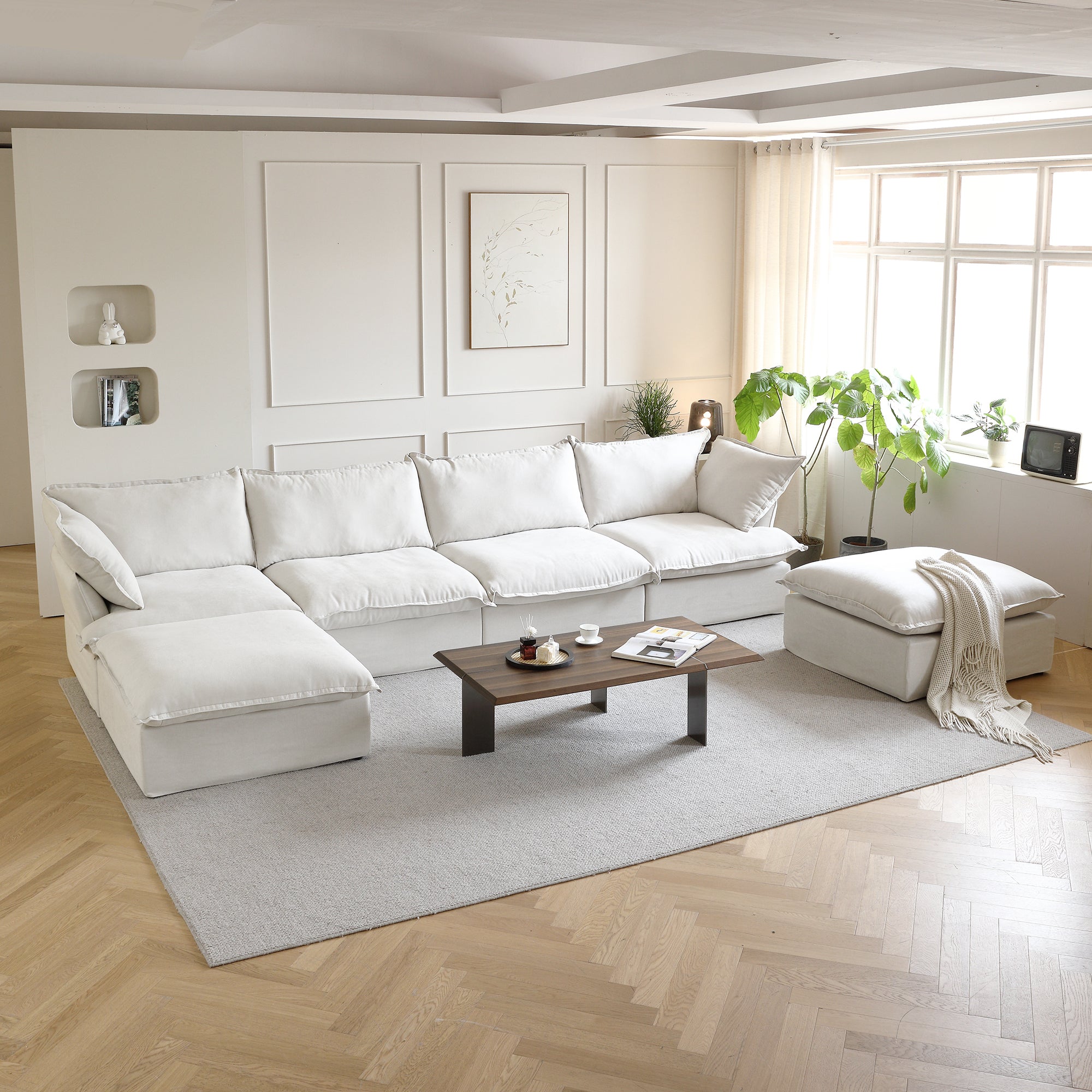 Modular Luxe 4-Seater U-Sectional in White — Nationwide