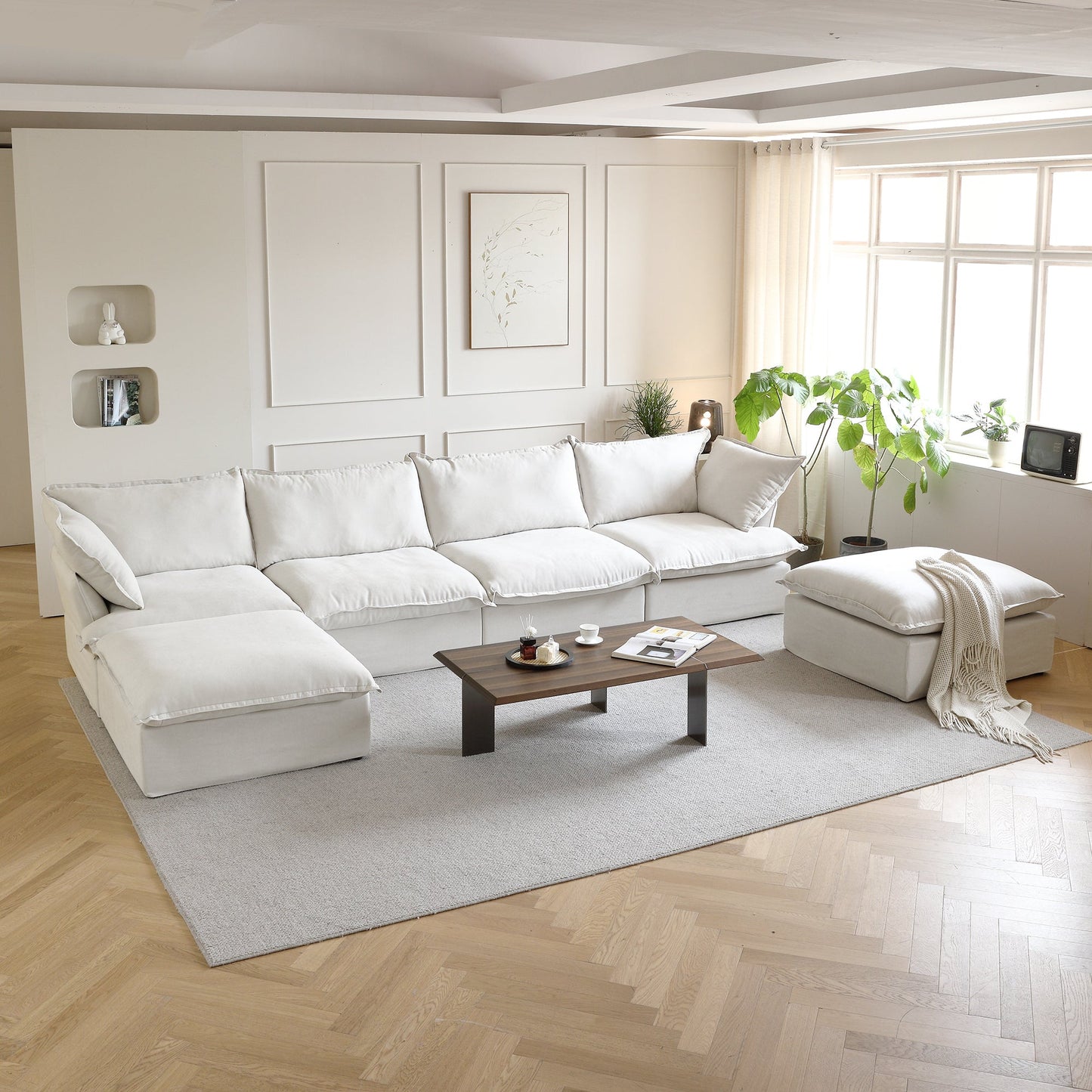 Modular Luxe 4-Seater U-Sectional in White — Nationwide