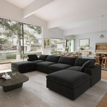 Classic Modular 4-Seater U-Sectional in Black