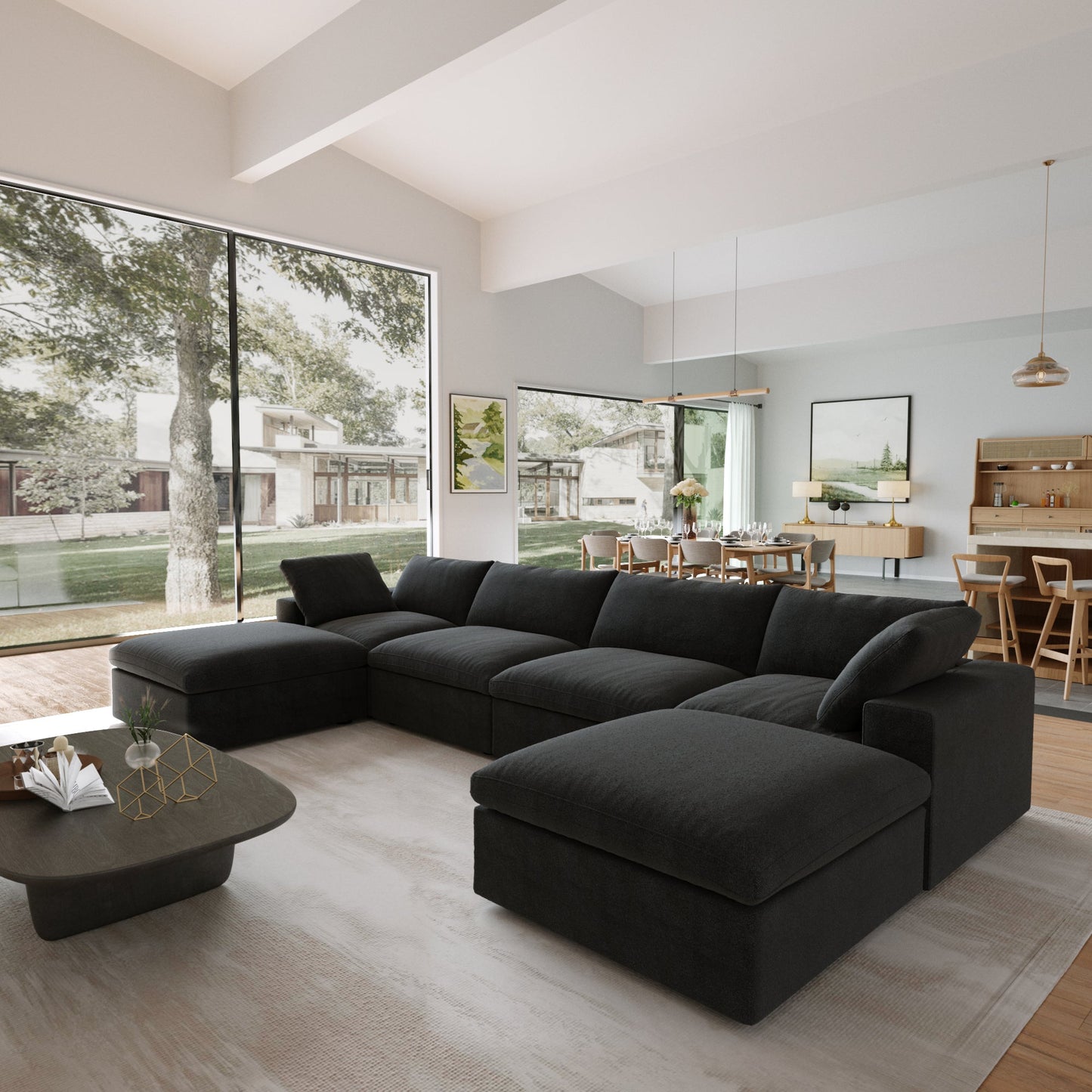 Classic Modular 4-Seater U-Sectional in Black — Nationwide
