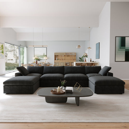 Classic Modular 4-Seater U-Sectional in Black