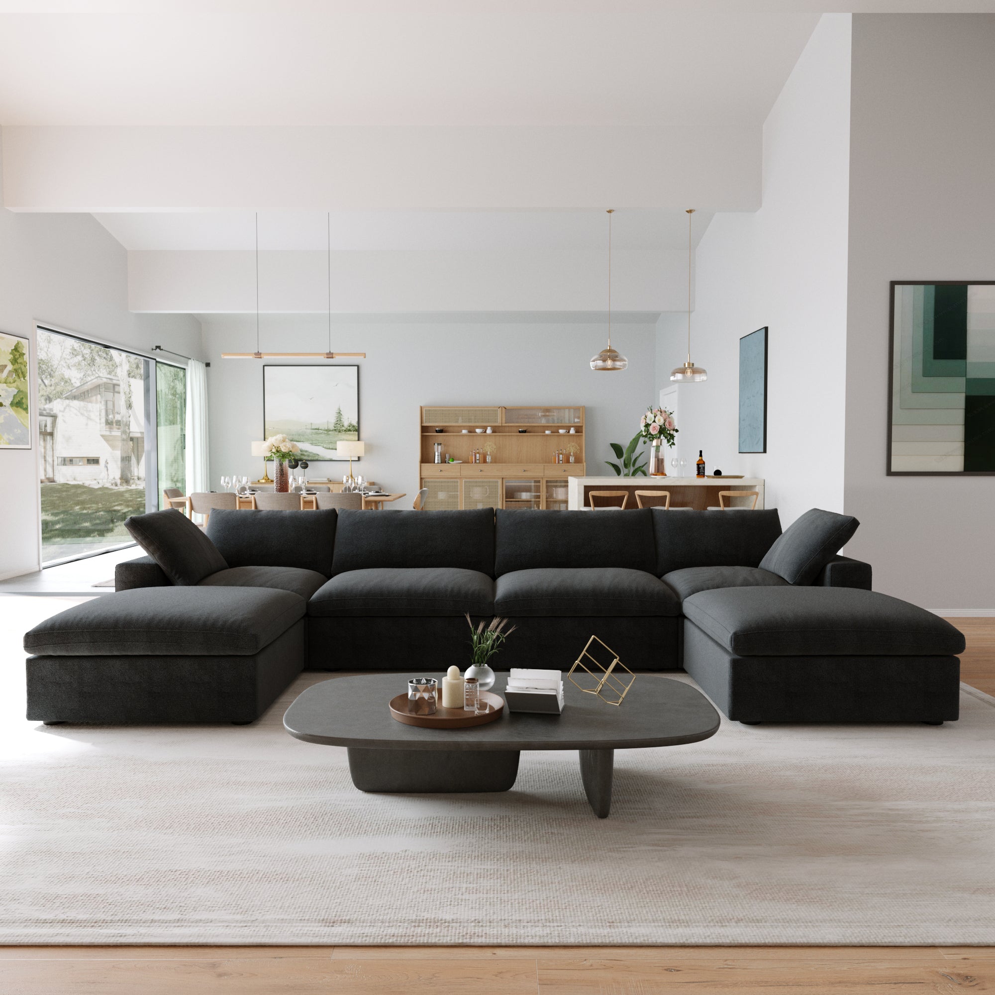 Classic Modular 4-Seater U-Sectional in Black — Nationwide