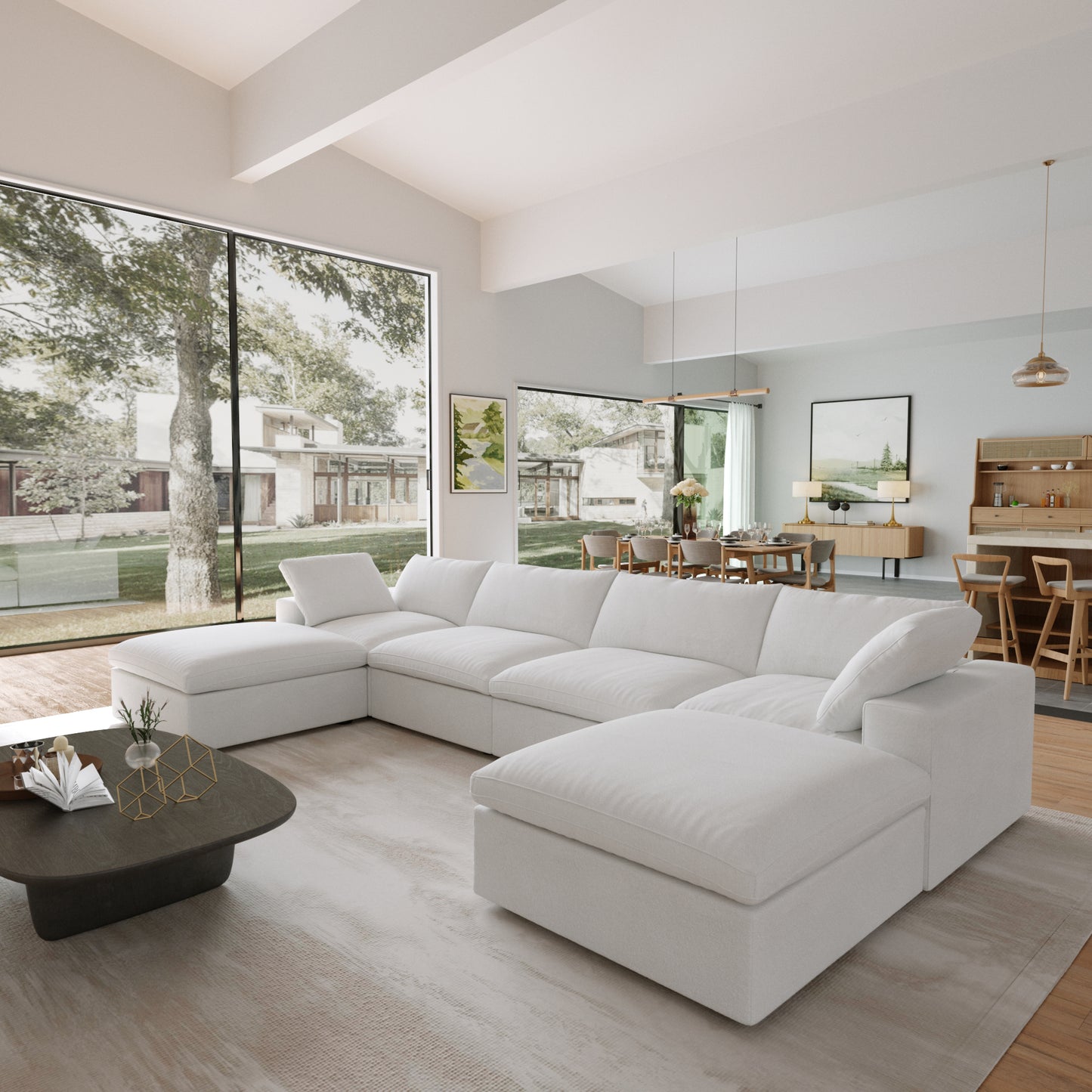 Classic Modular 4-Seater U-Sectional in White — Nationwide