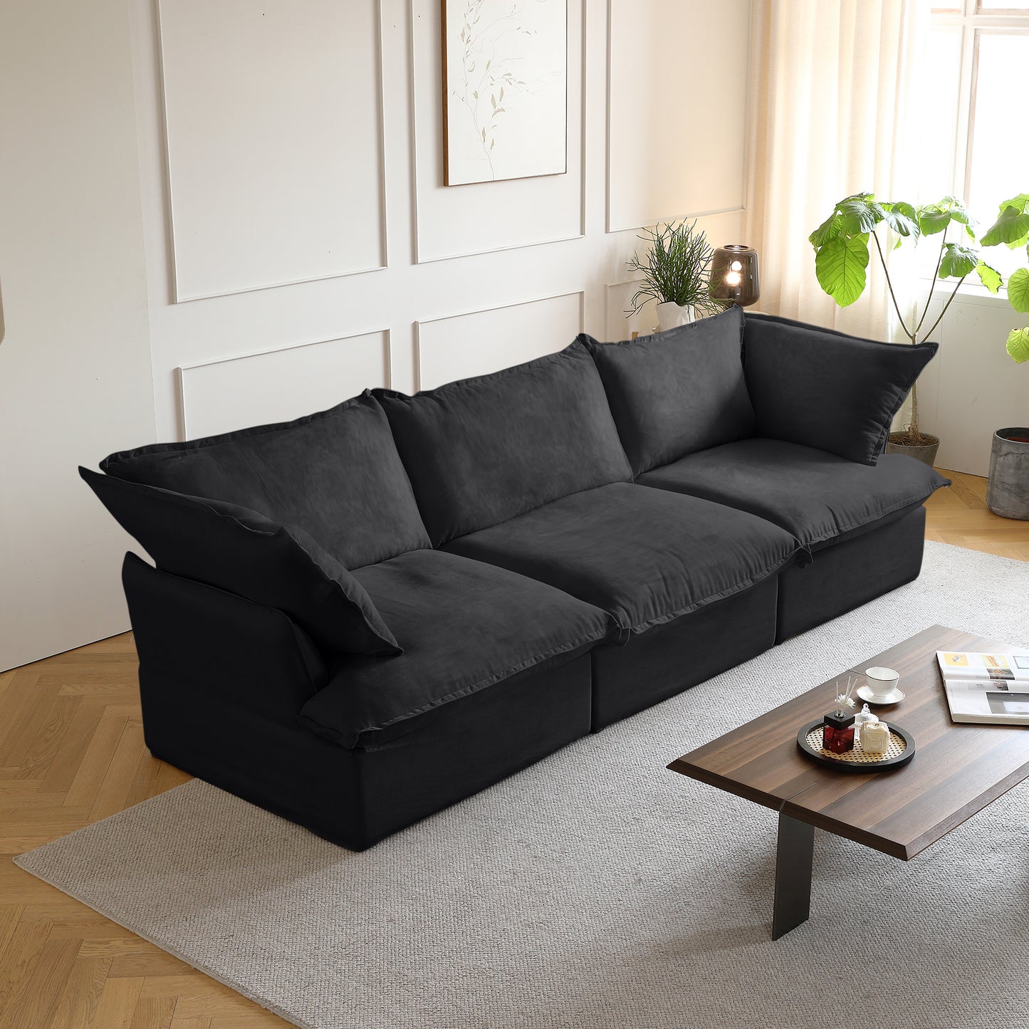 Modular Luxe 3-Seater Sofa in Black