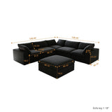 Classic Modular 5-Seater Corner Sectional + Ottoman in Black — Nationwide
