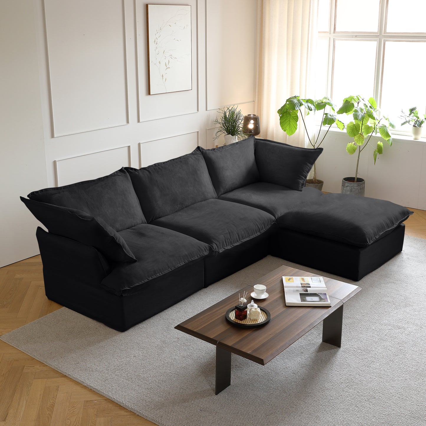 Modular Luxe 3-Seater Sectional in Black