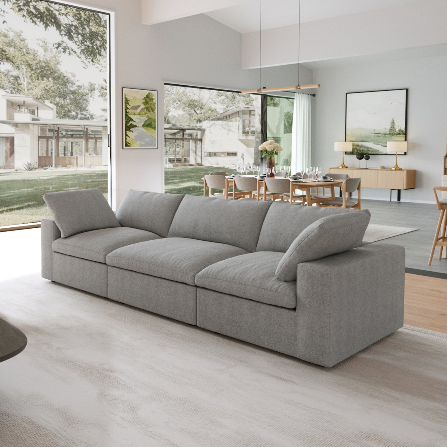 Classic Modular 3-Seater Sofa in Gray