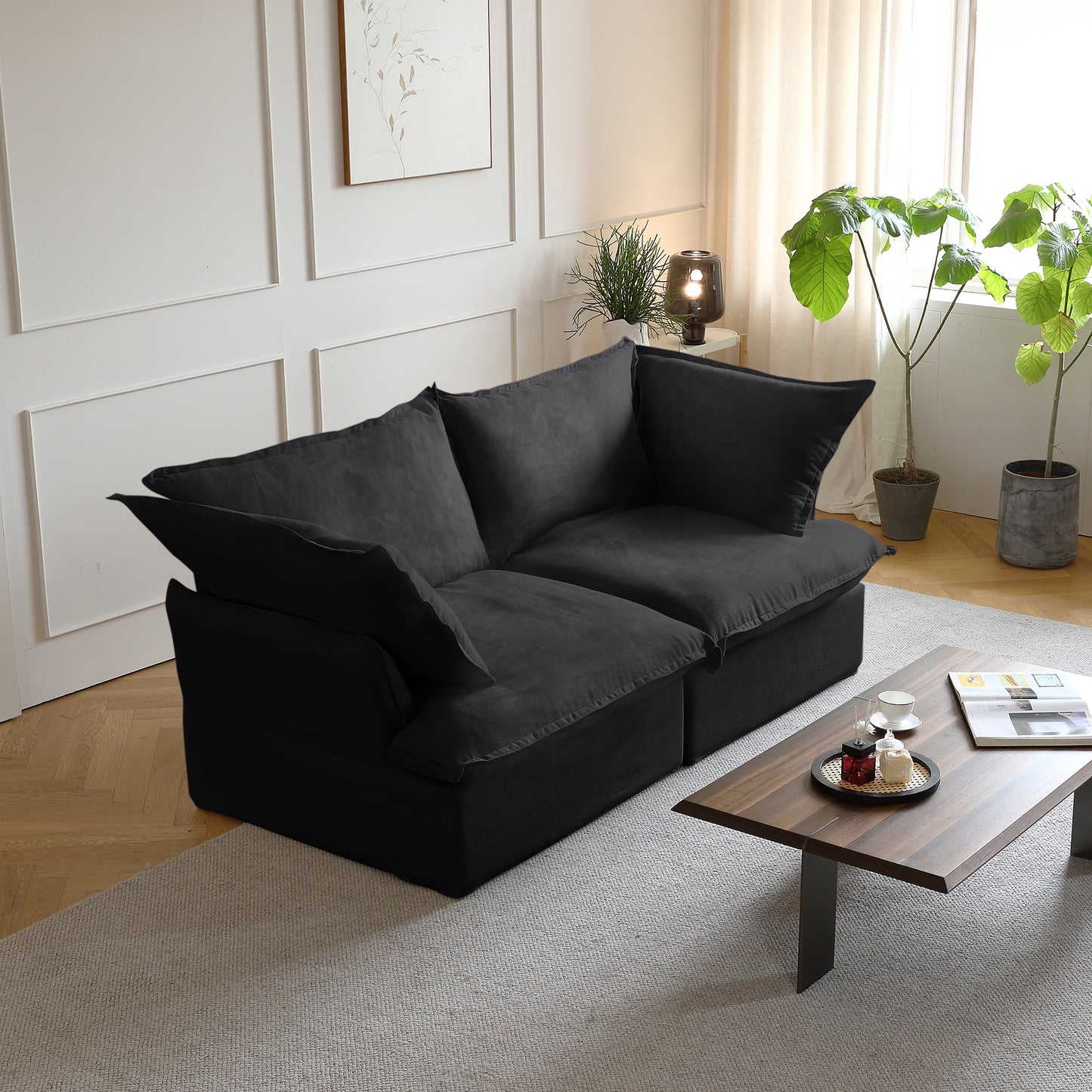 Modular Luxe 2-Seater Sofa in Black