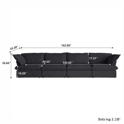 Modular Luxe 4-Seater U-Sectional in Black