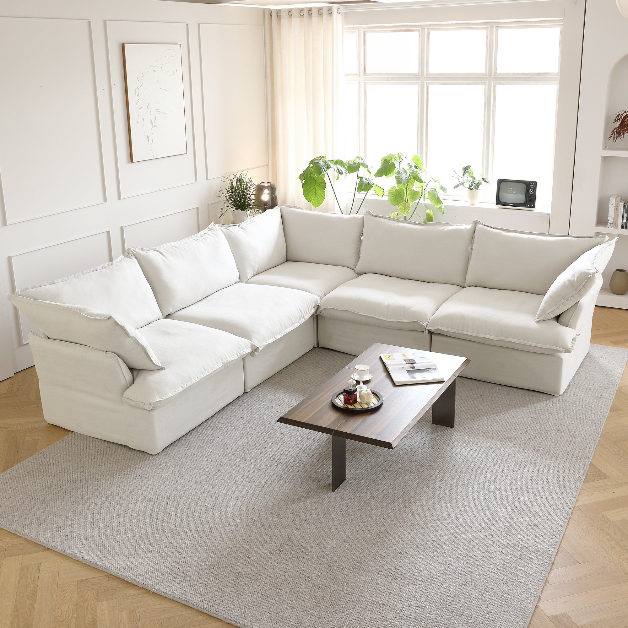 Modular Luxe 5-Seater Corner Sectional in White — Nationwide