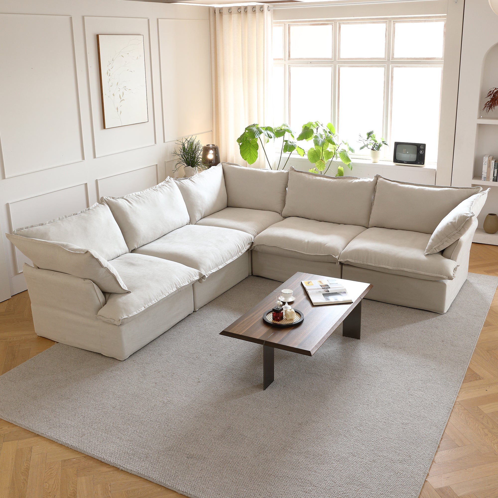 Modular Luxe 5-Seater Corner Sectional in Beige — Nationwide