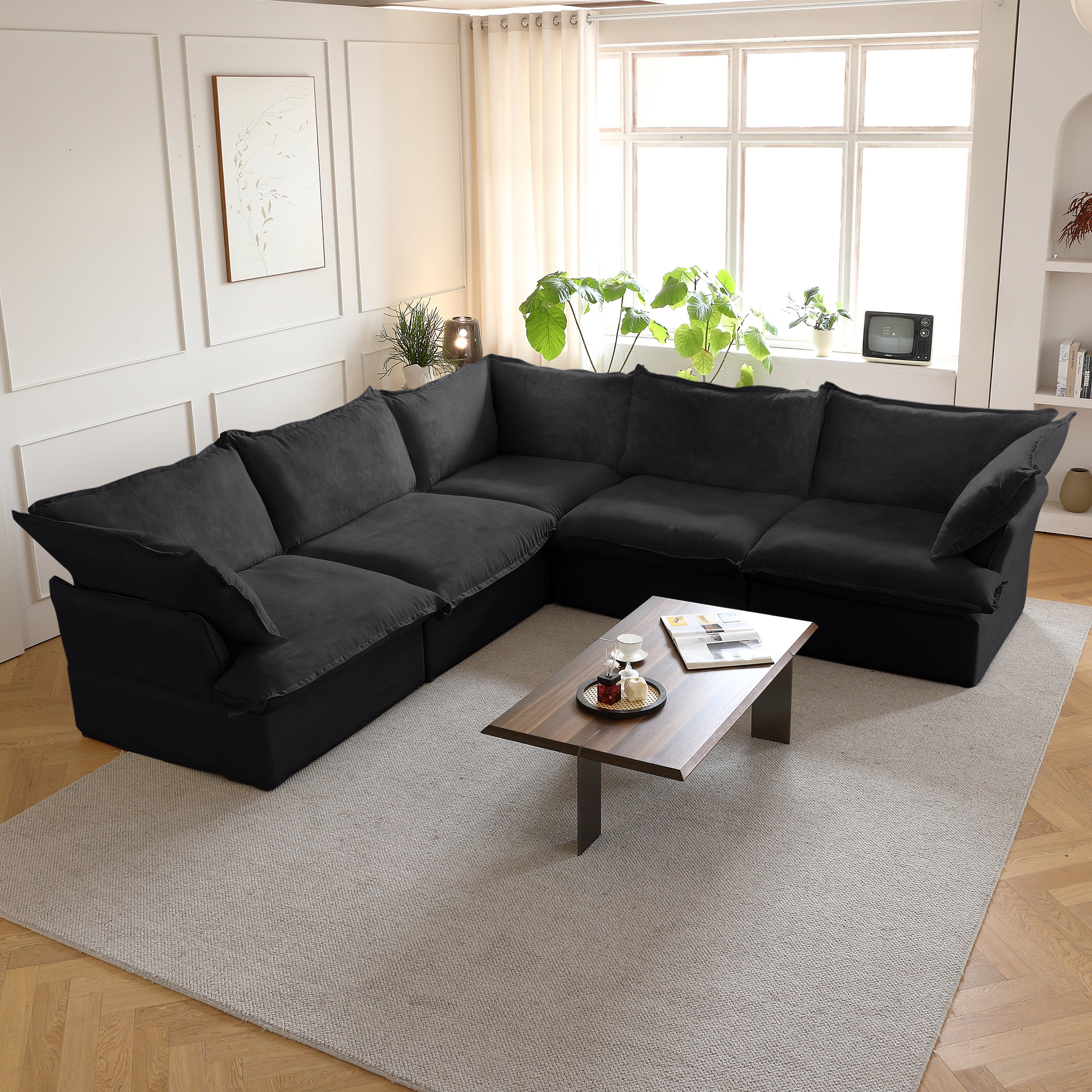 Modular Luxe 5-Seater Corner Sectional in Black — Nationwide