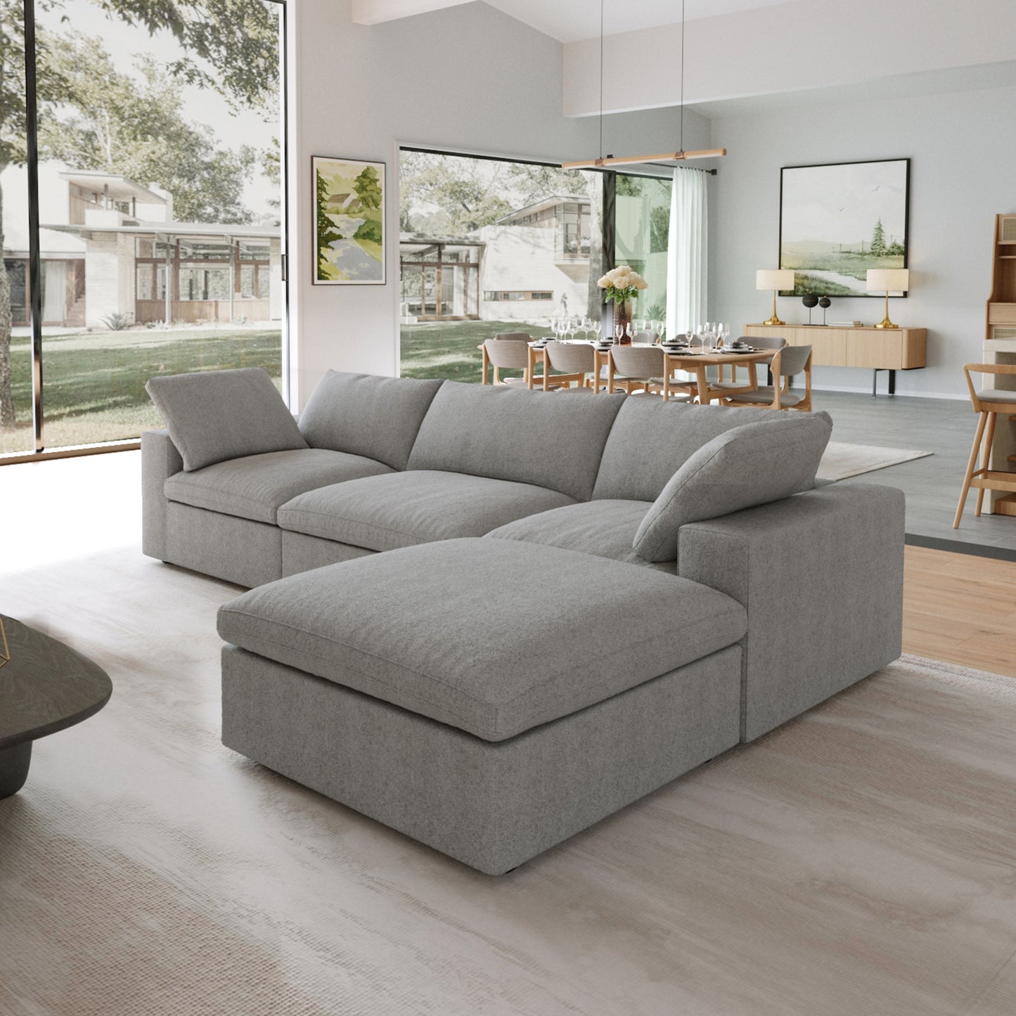 Classic Modular 3-Seater Sectional in Gray