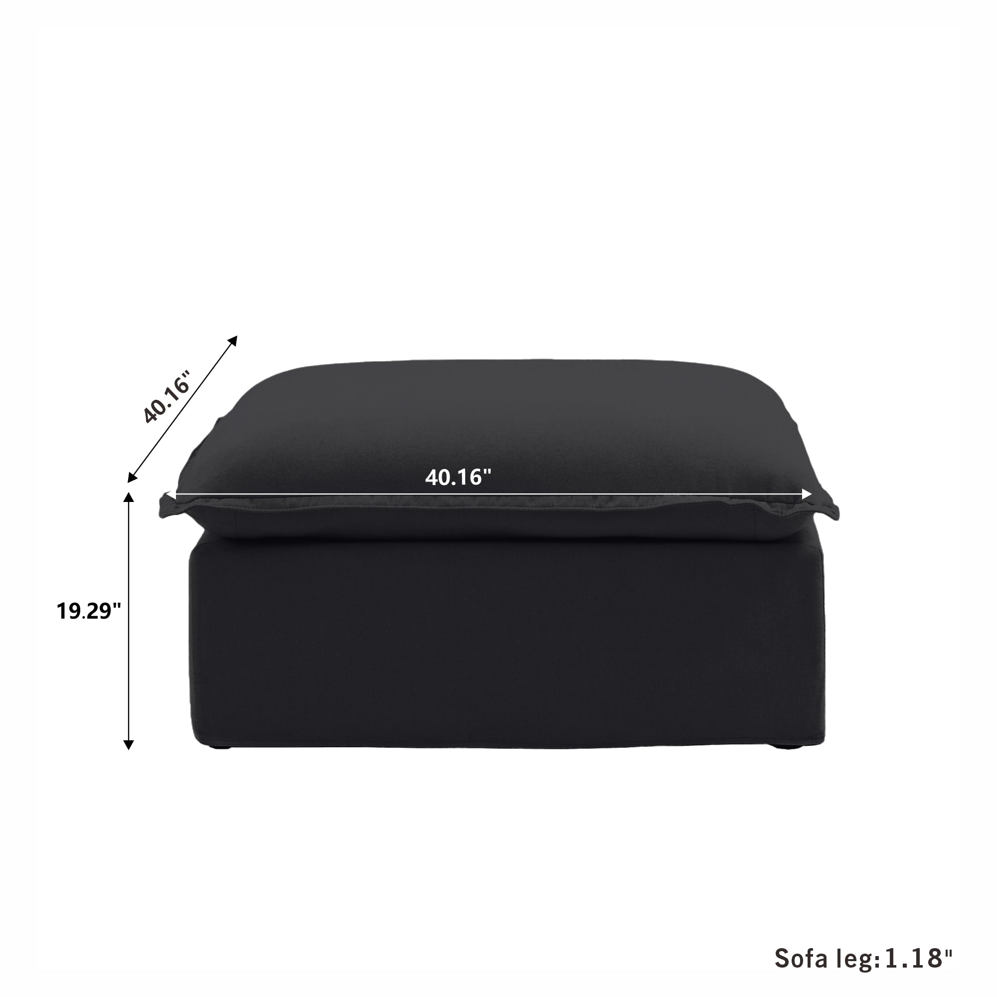 Modular Luxe Ottoman Piece in Black