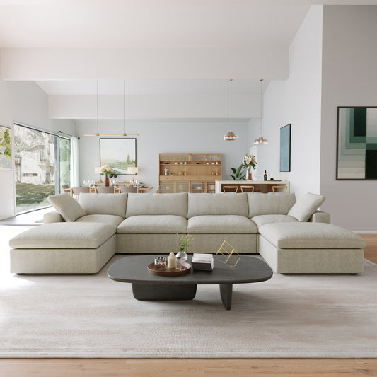 Classic Modular 4-Seater U-Sectional in Khaki