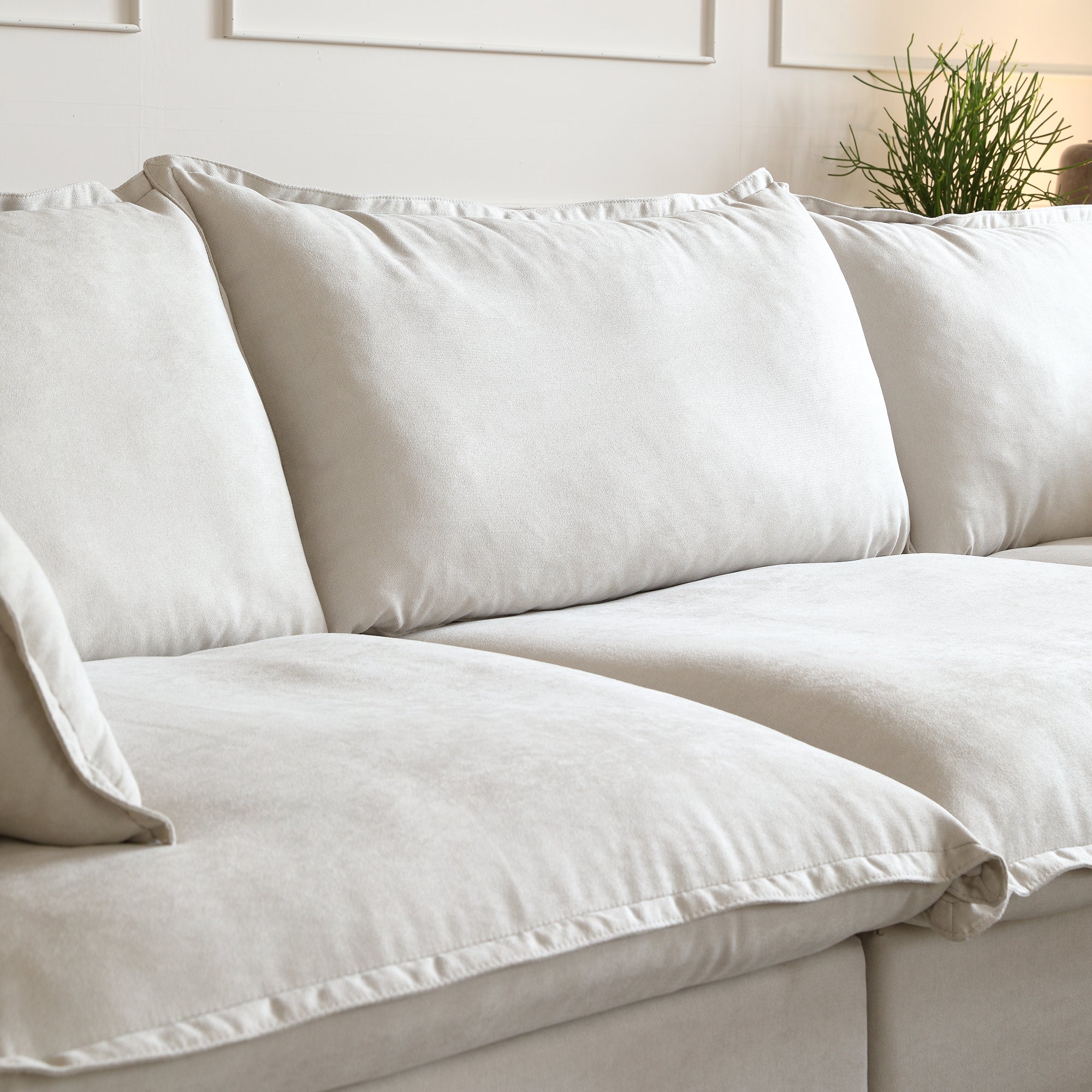 Modular Luxe 5-Seater Corner Sectional + Ottoman in Beige — Nationwide
