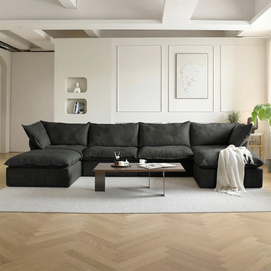 Modular Luxe 4-Seater U-Sectional in Black