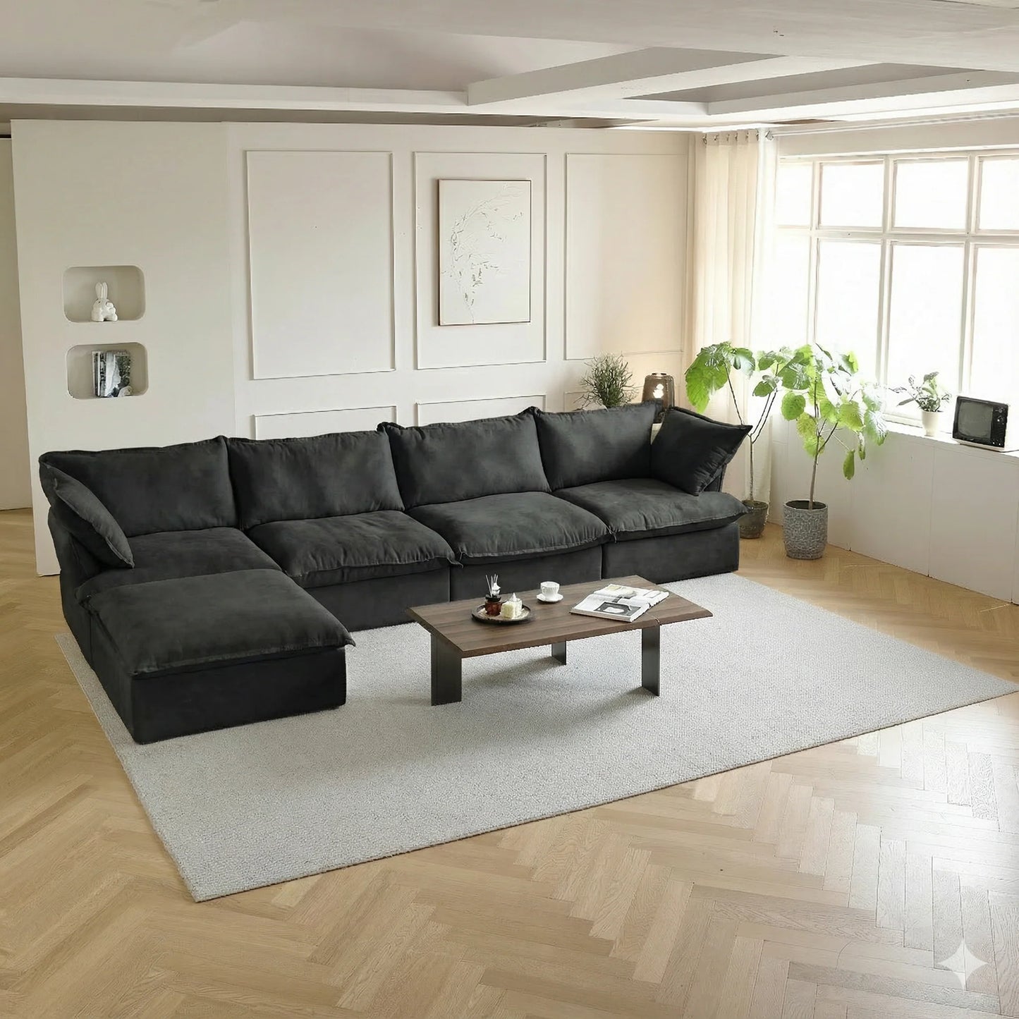 Modular Luxe 4-Seater Sectional in Black