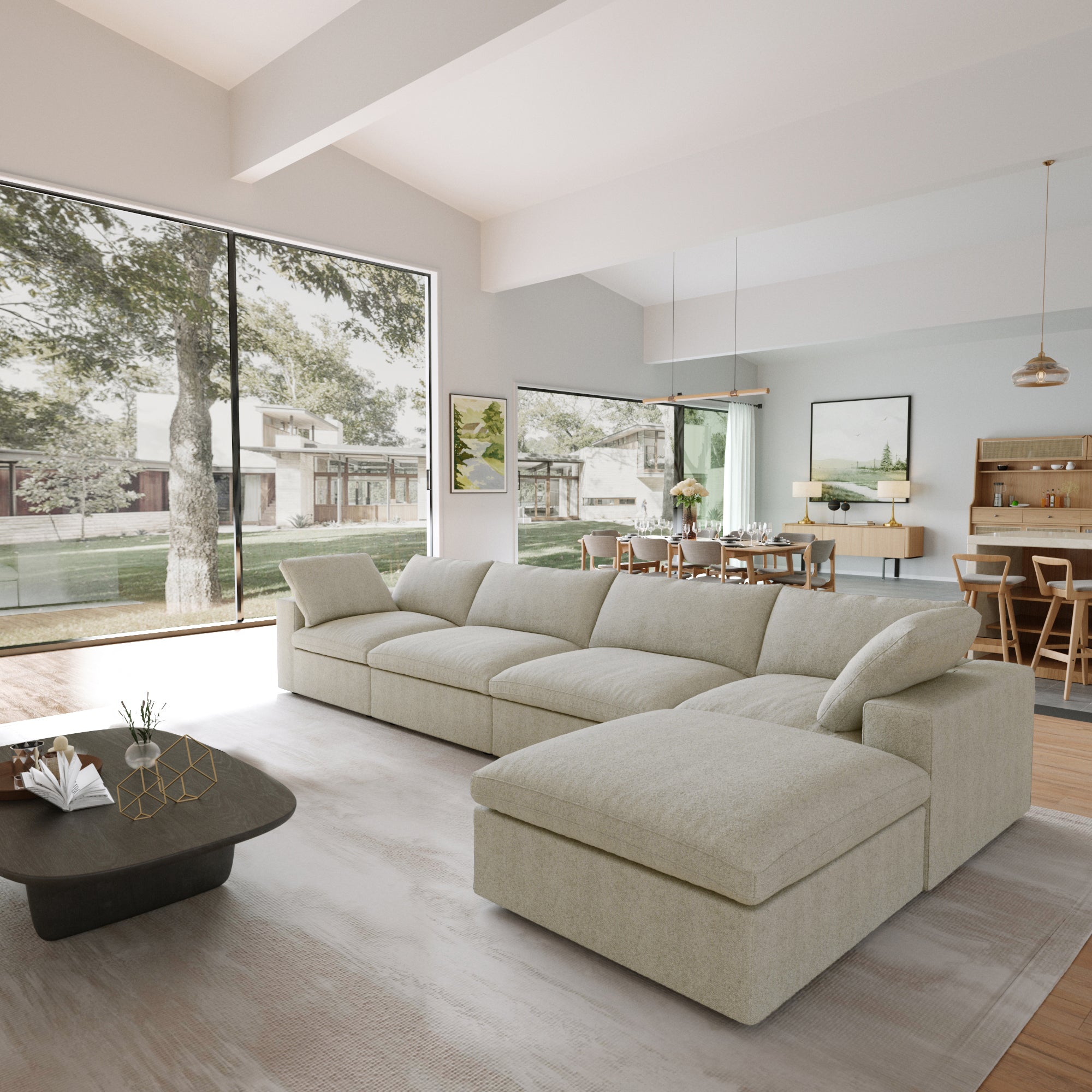 Classic Modular 4-Seater Sectional in Khaki — Nationwide