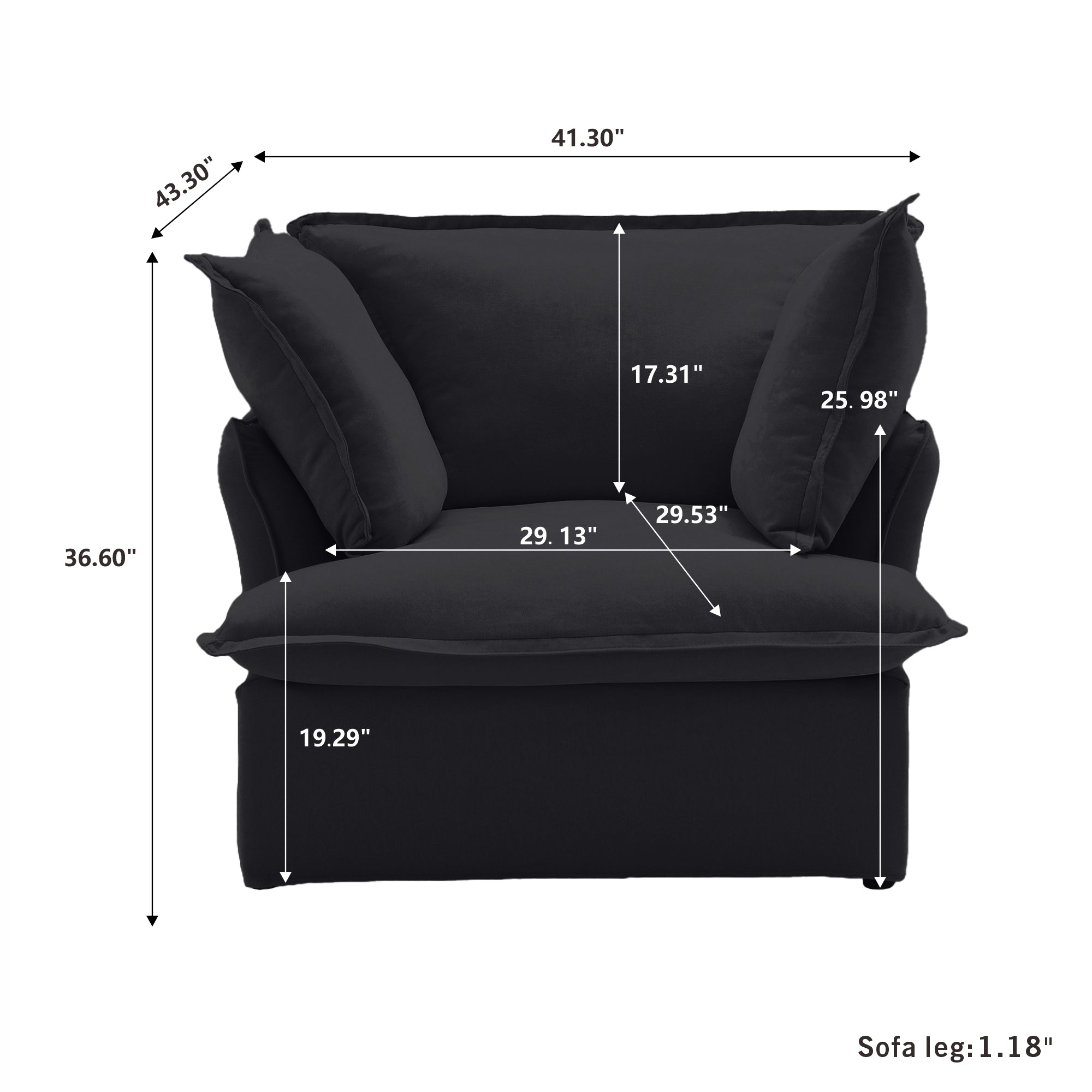 Modular Luxe Armchair in Black — Nationwide
