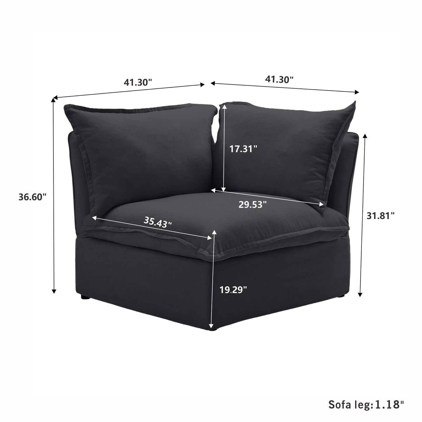 Modular Luxe Corner Piece in Black