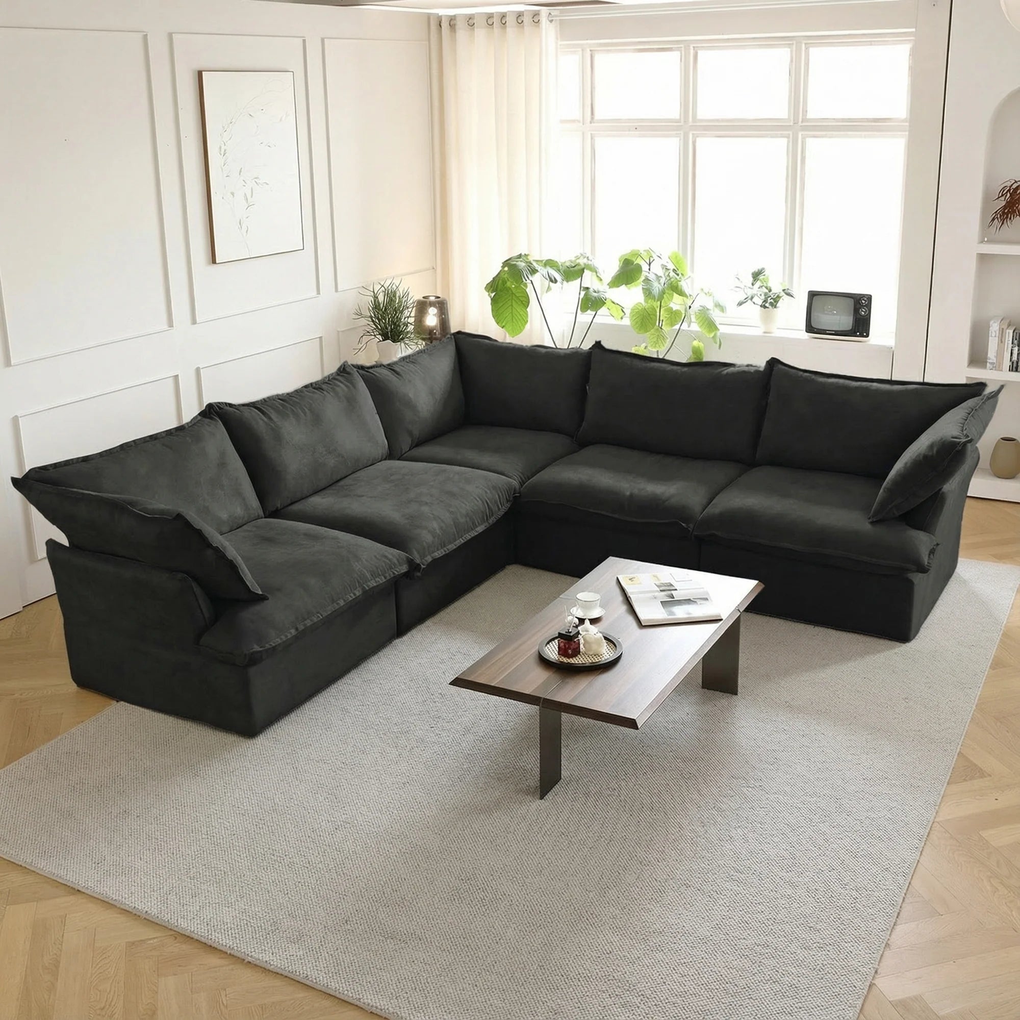 Modular Luxe 5-Seater Corner Sectional in Black