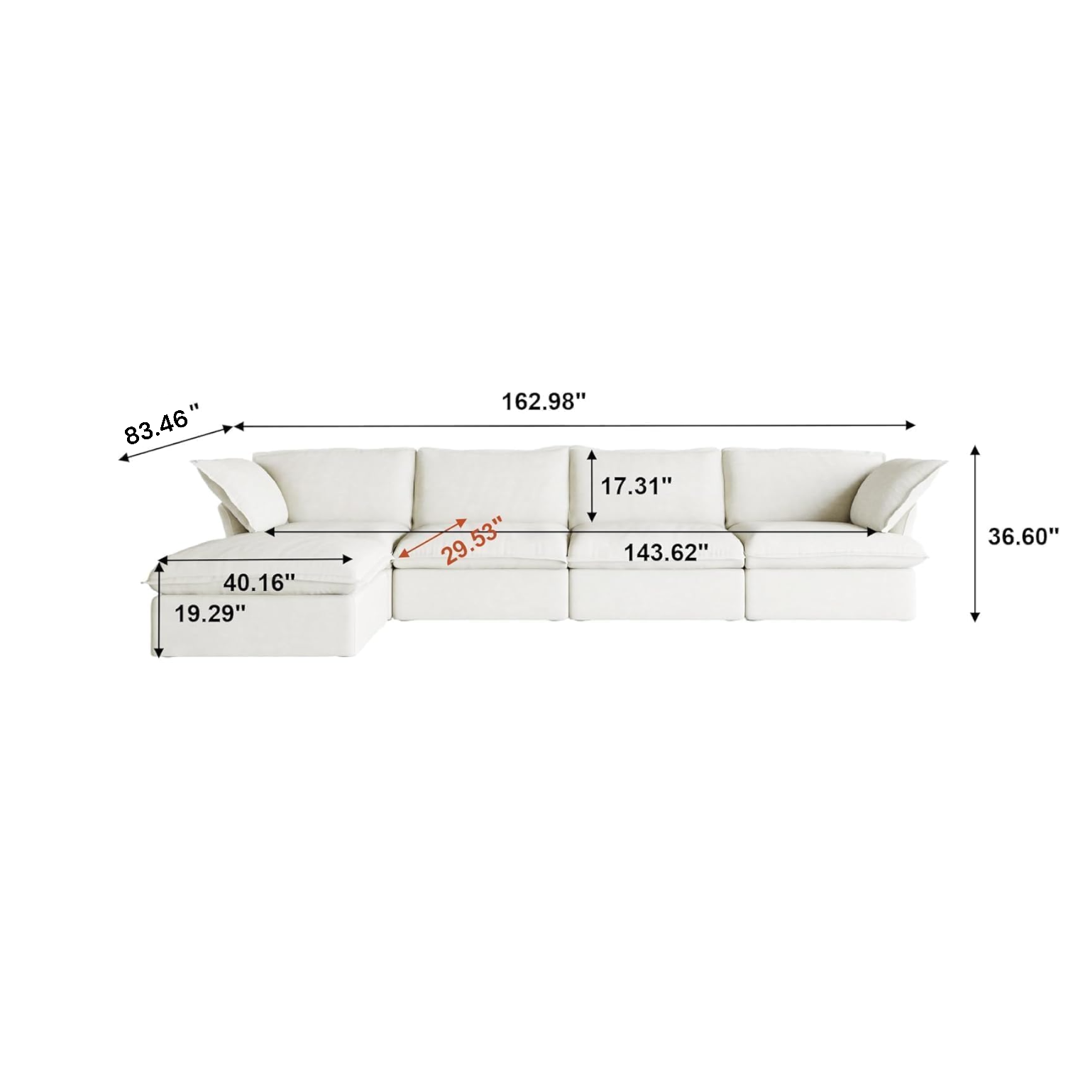 Modular Luxe 4-Seater U-Sectional in White