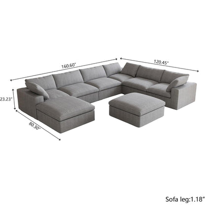 Classic Modular 7-Seater Corner Chaise in Gray