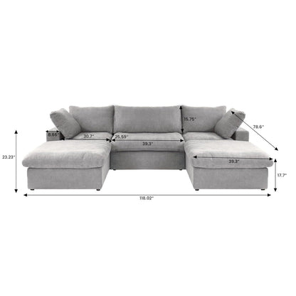 Classic Modular 3-Seater U-Sectional in Gray — Nationwide