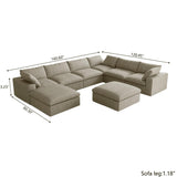 Classic Modular 7-Seater Corner Chaise in Khaki