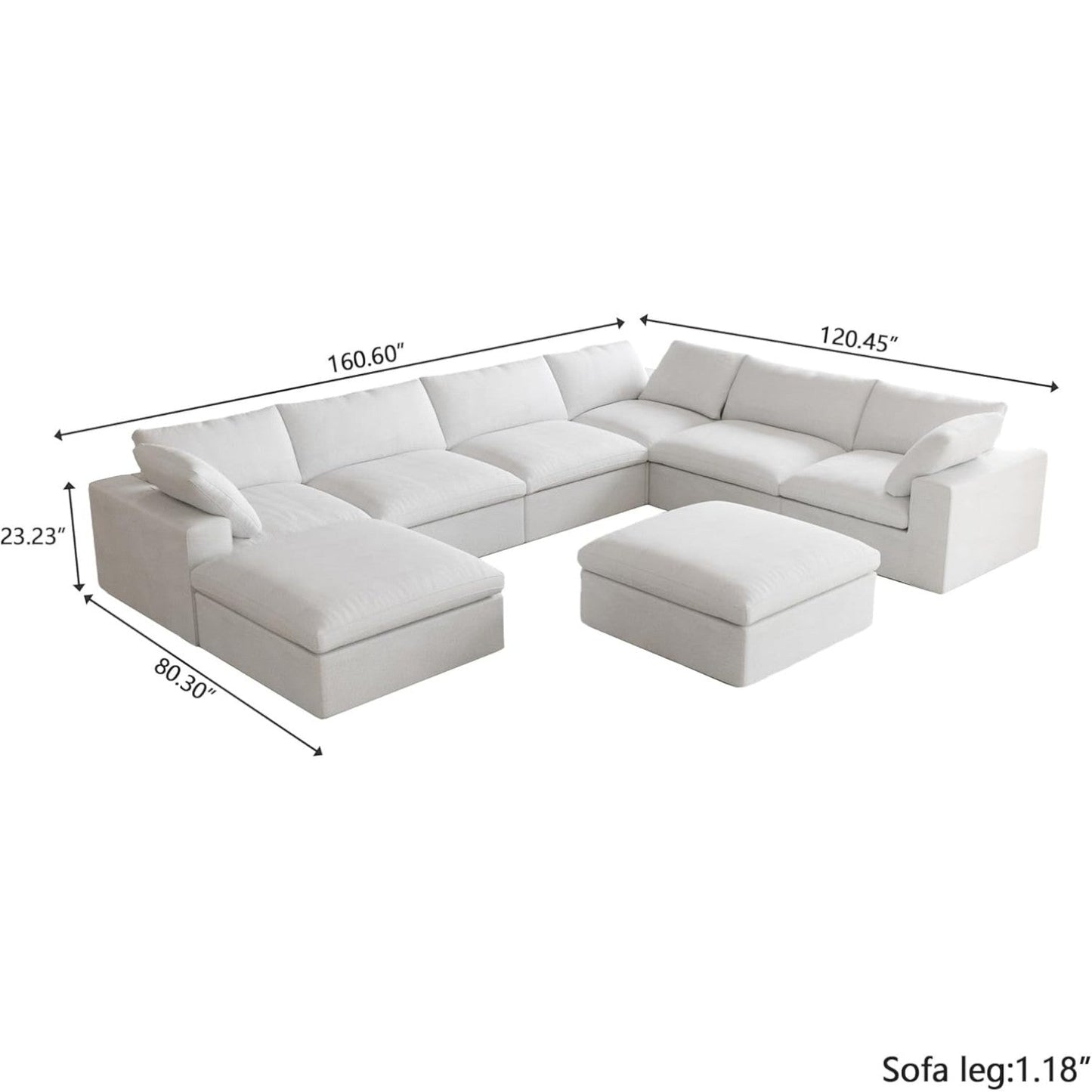Classic Modular 7-Seater Corner Chaise in White