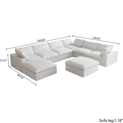 Classic Modular 7-Seater Corner Chaise in White