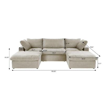 Classic Modular 3-Seater U-Sectional in Khaki — Nationwide