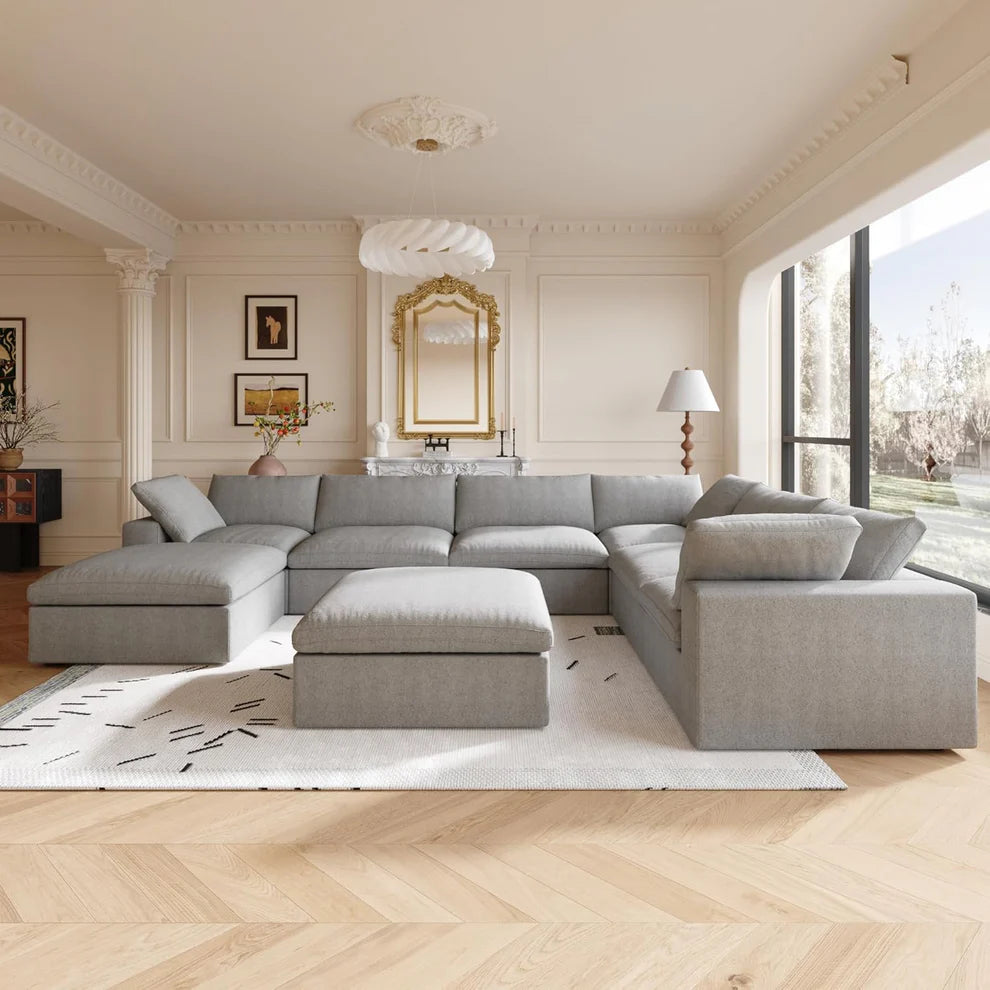 Classic Modular 7-Seater Corner Chaise in Gray